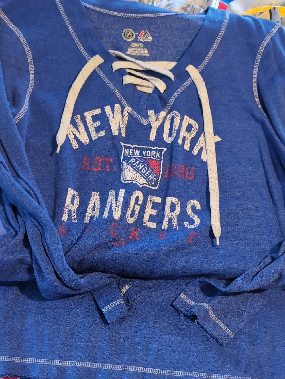 Majestic Royal Blue New York Rangers Lace-Up Pullover